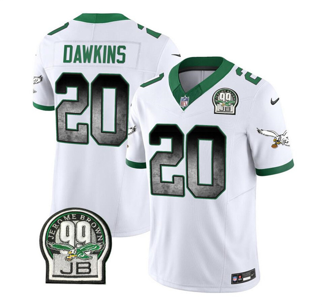 Men's Philadelphia Eagles #20 Brian Dawkins White 2023 F.U.S.E. Throwback Vapor Untouchable Limited Football Stitched Jersey